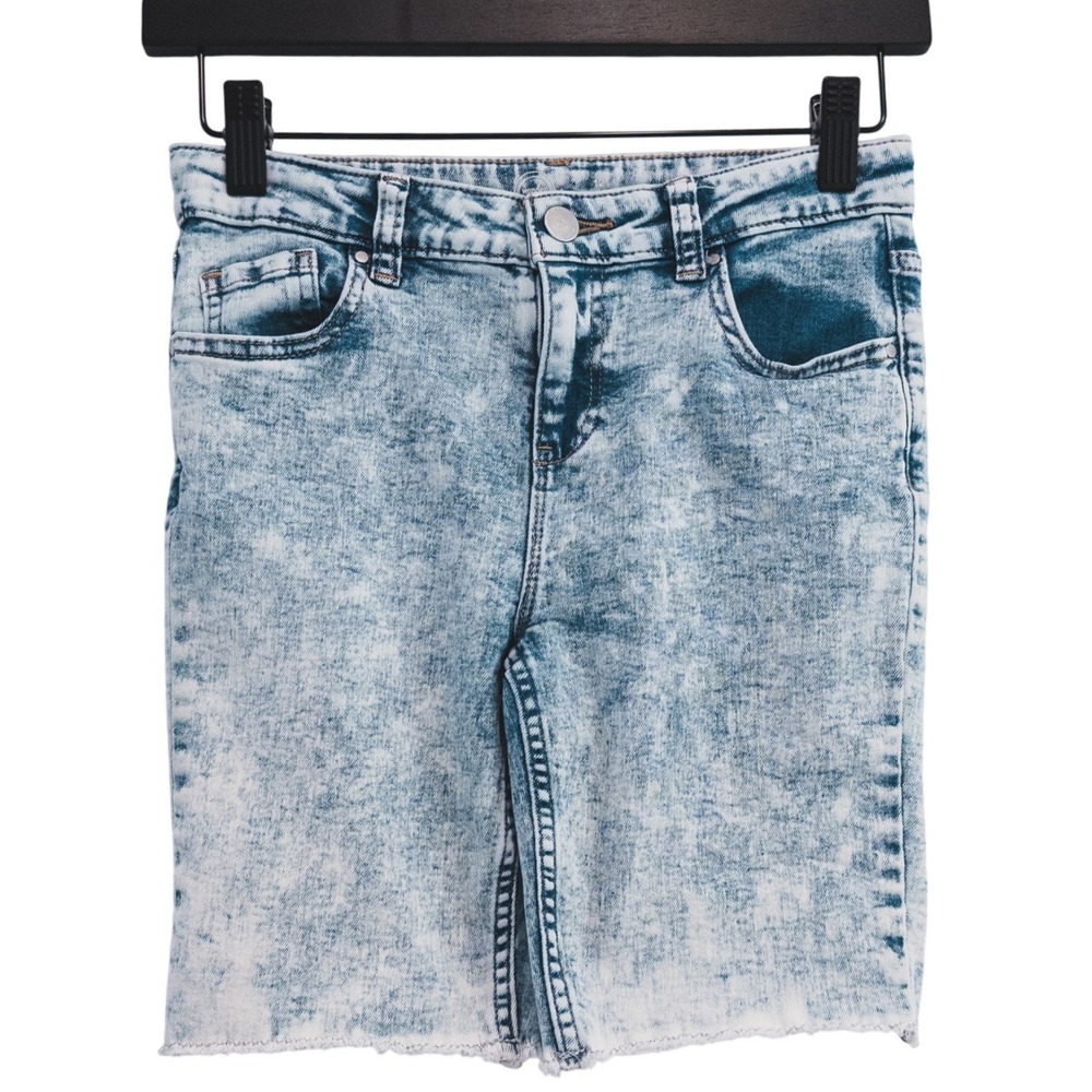 Wonder Nation Denim Shorts Girls 12‎ Blue Acid Wash Raw Hem Bermuda Cutoffs